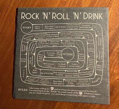 Rock 'N' Roll 'N' Drink Slate Engraved Board Game