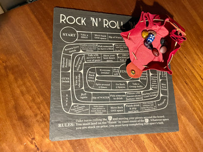 Rock 'N' Roll 'N' Drink Slate Engraved Board Game