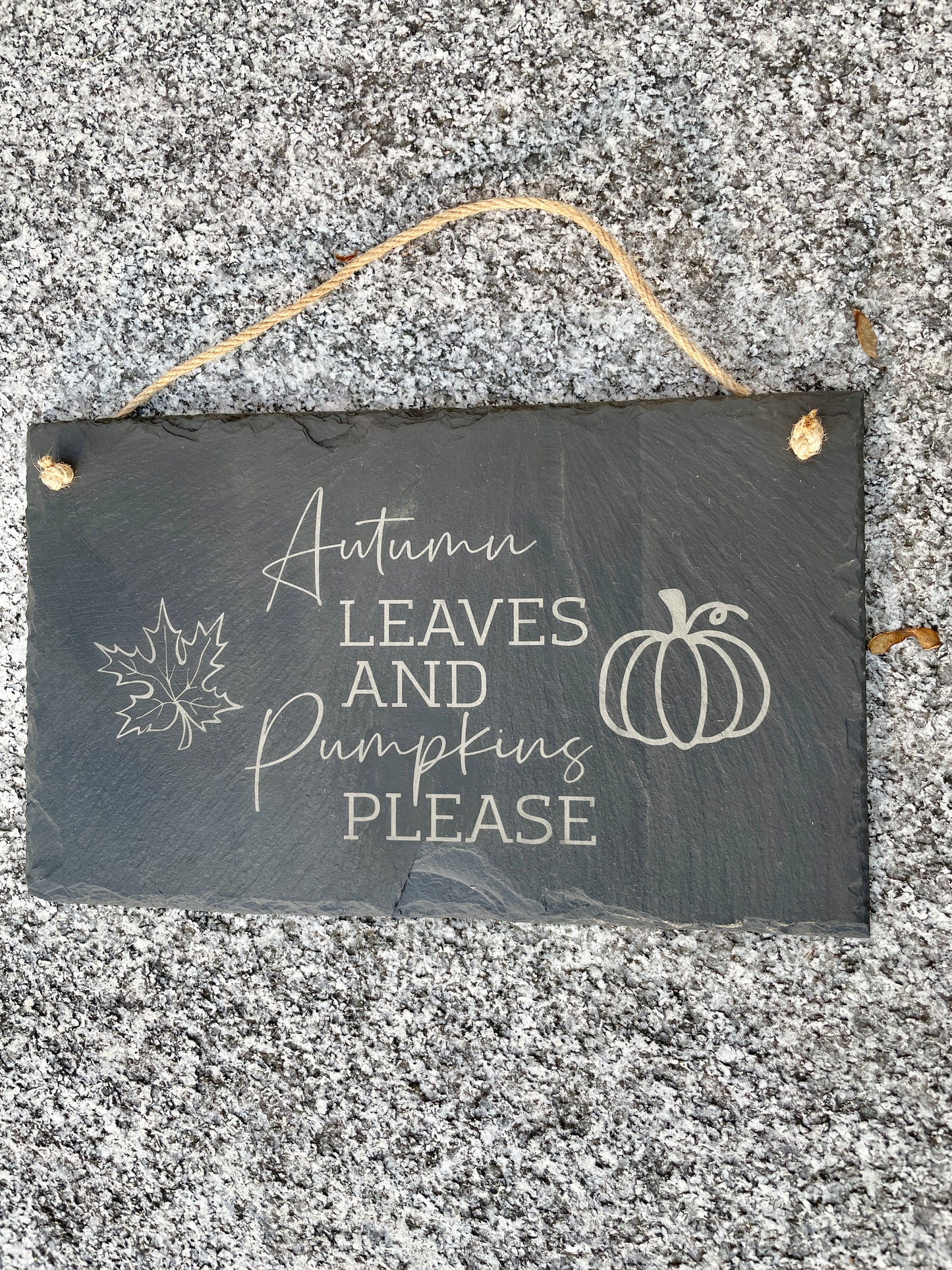 Autumn Leaves and Pumpkins Please Slate Sign