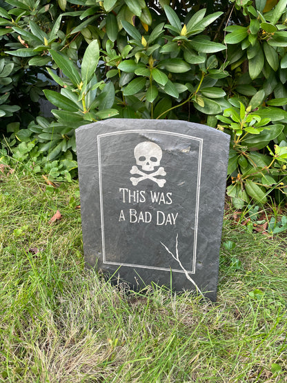 3 Slate Engraved Halloween Tombstones