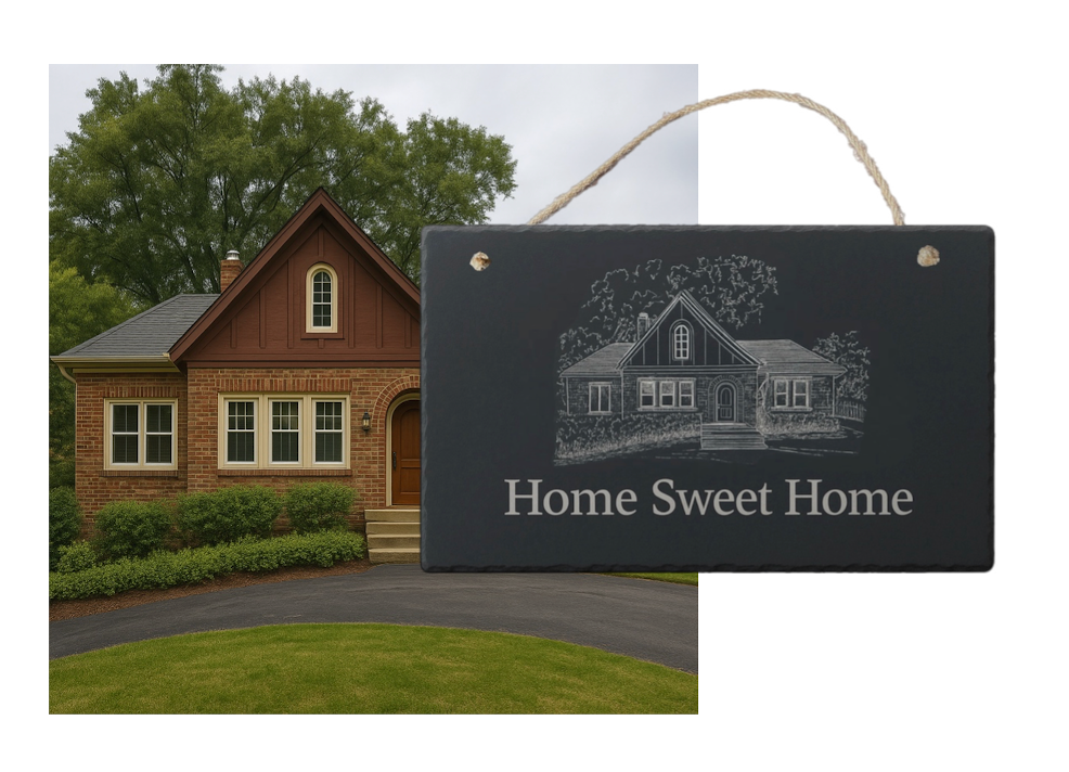 Custom Home Engraved Hanging Slate Sign