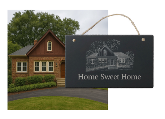 Custom Home Engraved Hanging Slate Sign