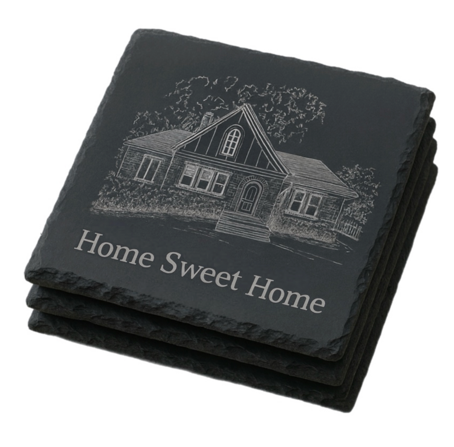Custom Home Engraved Slate Coasters