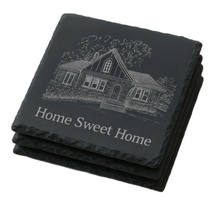 Custom Home Engraved Slate Coasters